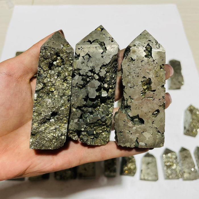 28 Pieces Pyrite Four-Sided Tower Point