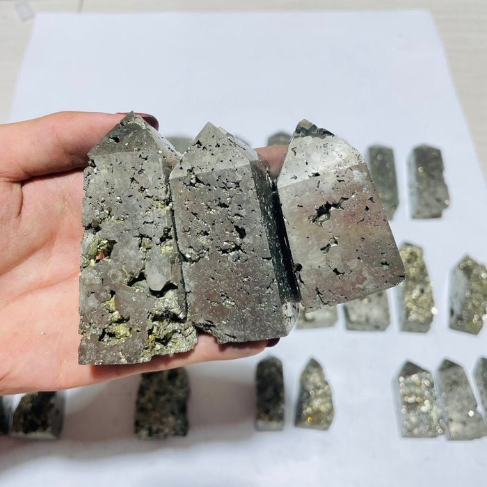 28 Pieces Pyrite Four-Sided Tower Point