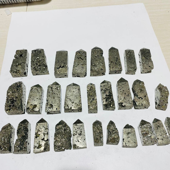 28 Pieces Pyrite Four-Sided Tower Point