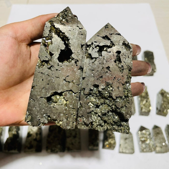 28 Pieces Pyrite Four-Sided Tower Point