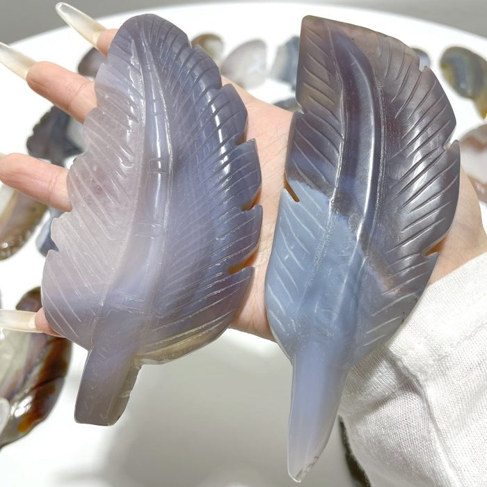 29 Pieces Beautiful Agate Feather Carving