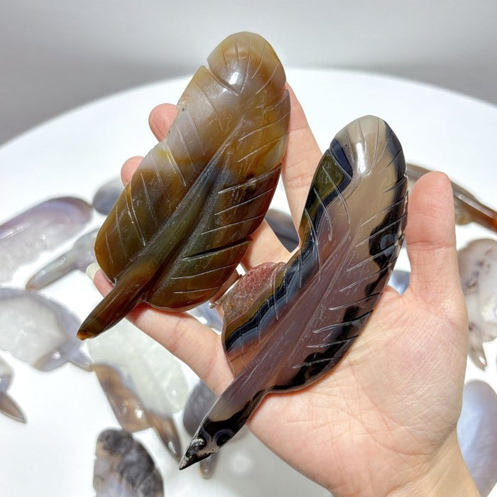 29 Pieces Geode Agate Feather Carving