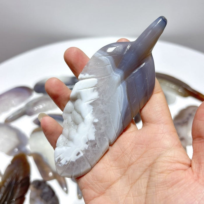 29 Pieces Geode Agate Feather Carving