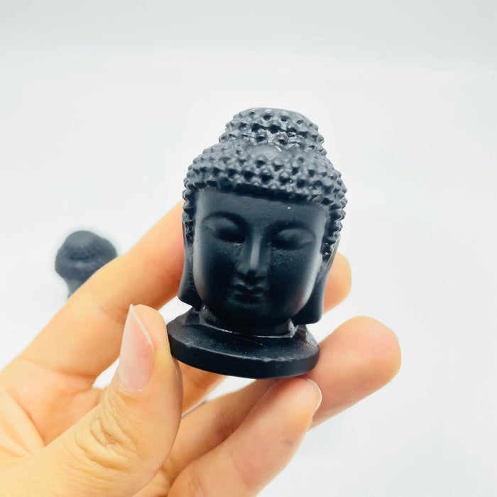 2Inch Obsidian Buddha Head Carving Wholesale