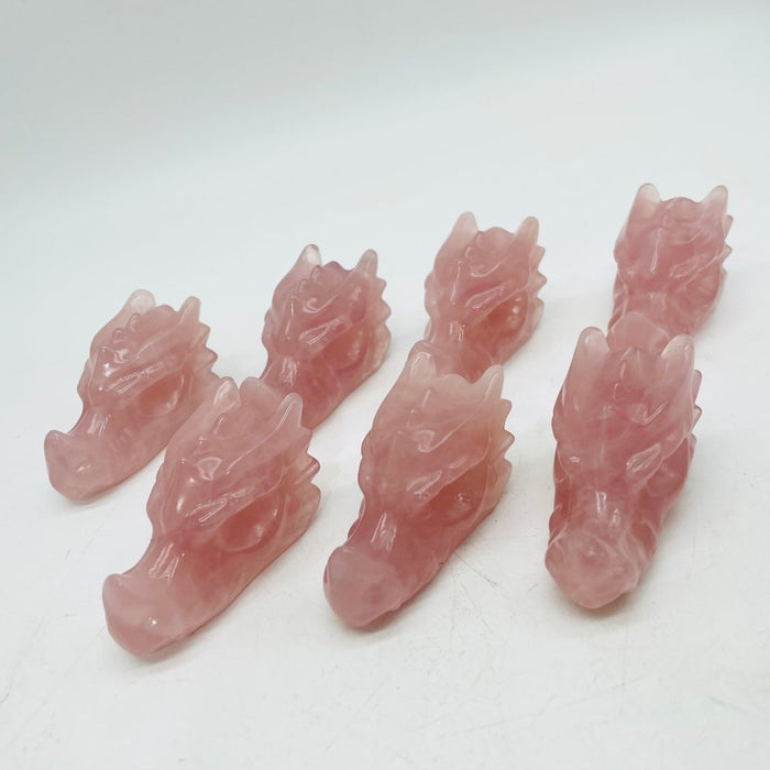 2Inch Rose Quartz Dragon Head Carving Crystals