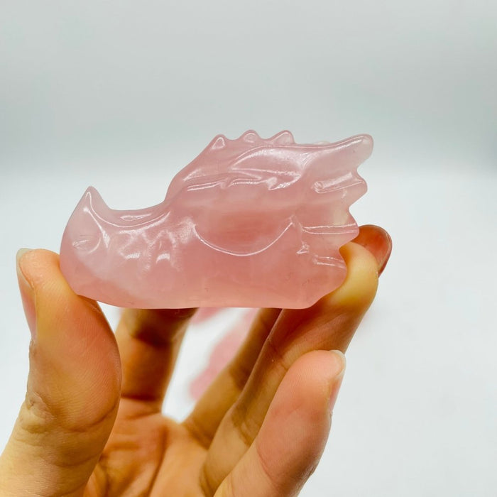 2Inch Rose Quartz Dragon Head Carving Crystals