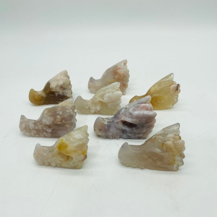 2Inch Sakura Agate Dragon Head Carving Wholesale