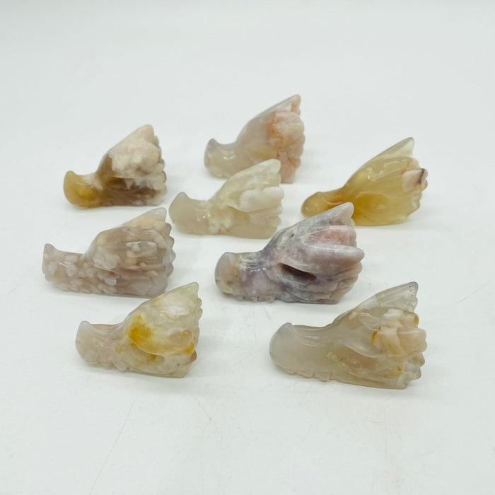 2Inch Sakura Agate Dragon Head Carving Wholesale