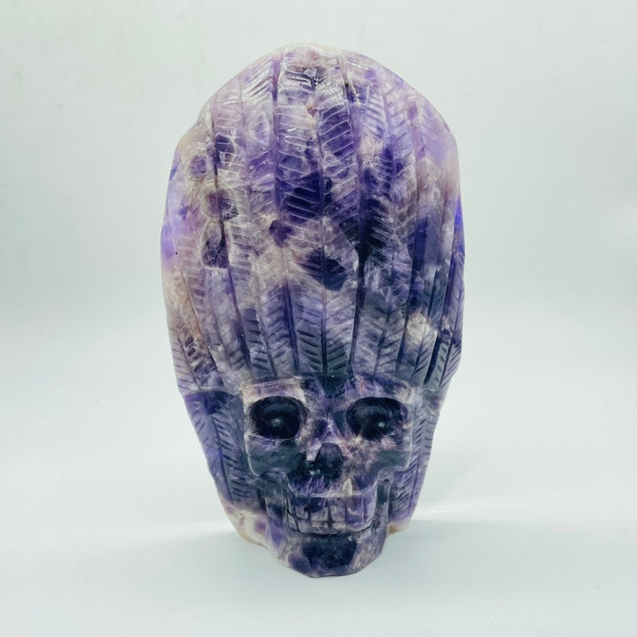 2Pieces Chevron Amethyst Indian Skull Carving