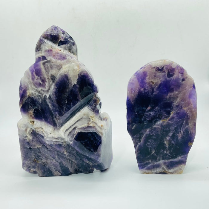2Pieces Chevron Amethyst Indian Skull Carving