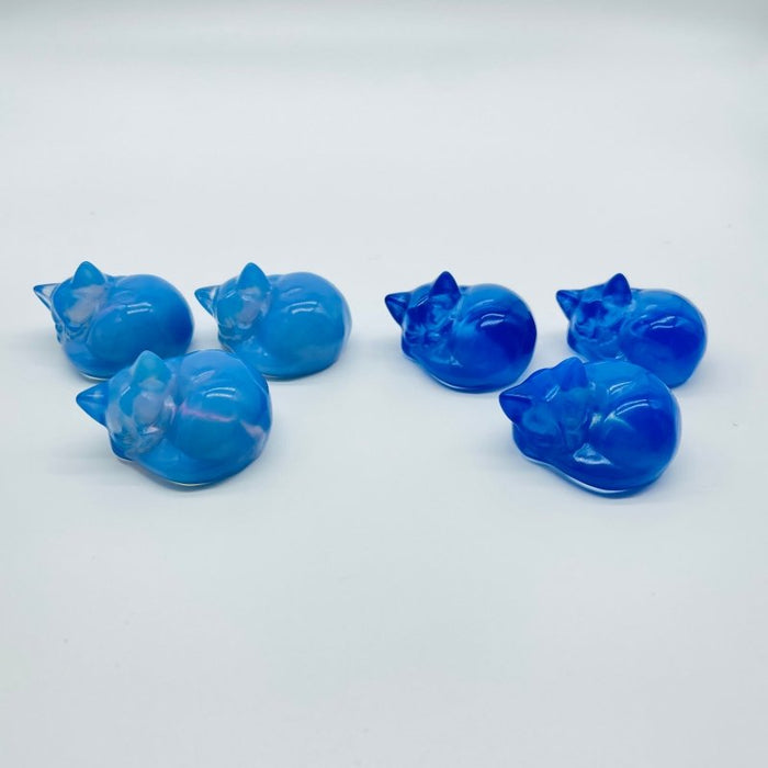 2Types Blue Opalite Sleeping Cat Carving Wholesale