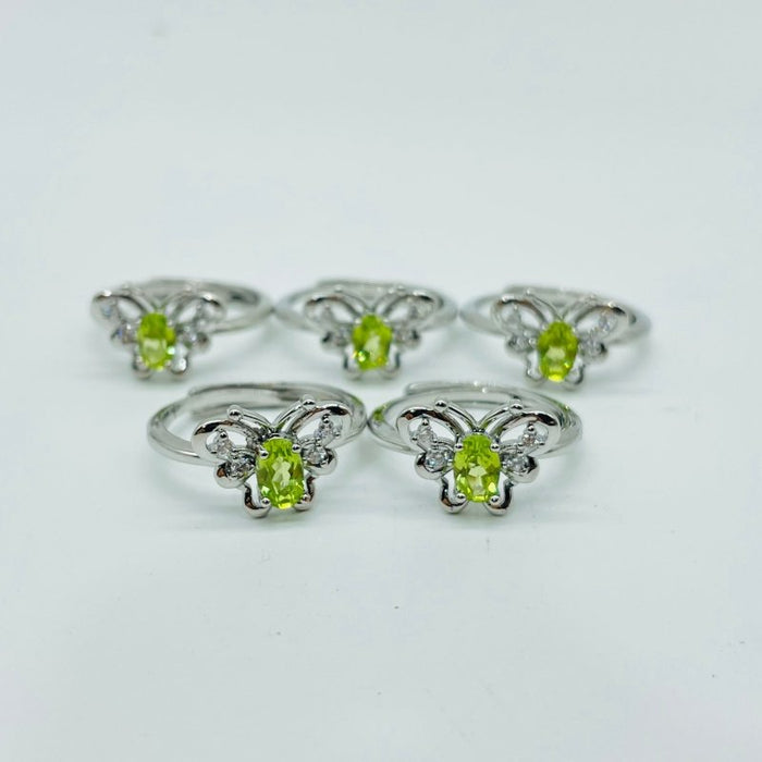 2Types Butterfly Ring Garnet Peridot Cut Faceted Stone Wholesale
