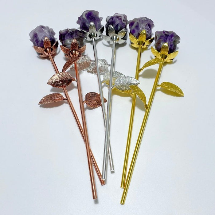 3 Color Beautiful Chevron Amethyst Rose Flower Carving Wholesale #2 Shape