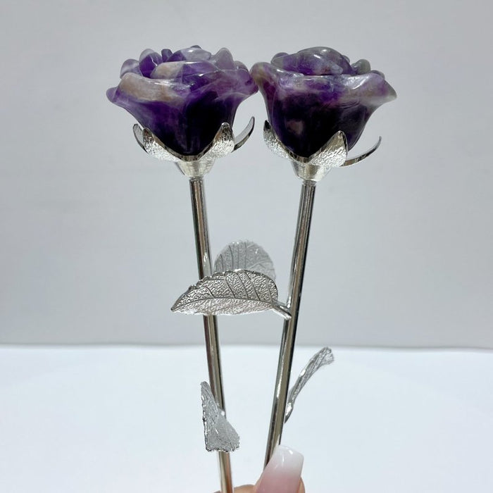 3 Color Beautiful Chevron Amethyst Rose Flower Carving Wholesale #2 Shape