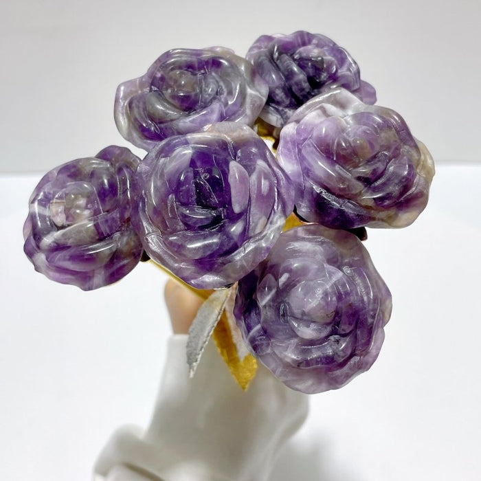 3 Color Beautiful Chevron Amethyst Rose Flower Carving Wholesale #2 Shape
