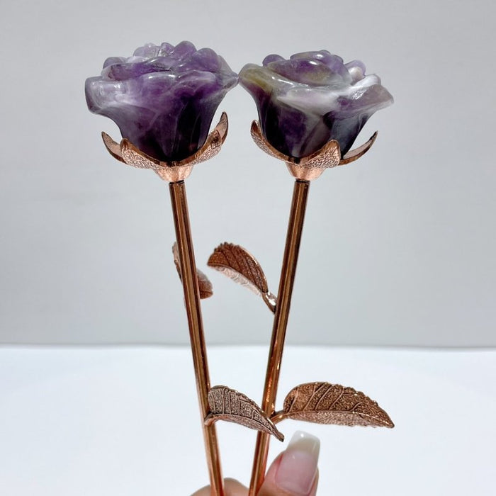 3 Color Beautiful Chevron Amethyst Rose Flower Carving Wholesale #2 Shape