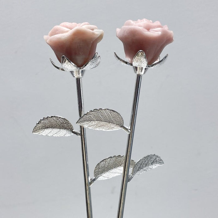 3 Color Beautiful Pink Opal Rose Flower Carving Wholesale #1 Shape
