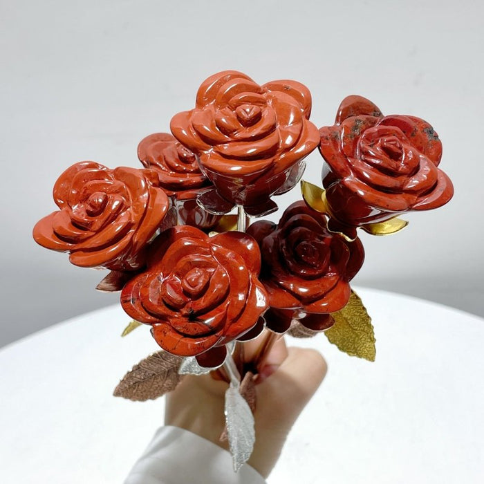 3 Color Beautiful Red Jasper Rose Flower Carving Wholesale #2 Shape