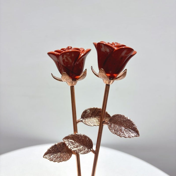 3 Color Beautiful Red Jasper Rose Flower Carving Wholesale #2 Shape