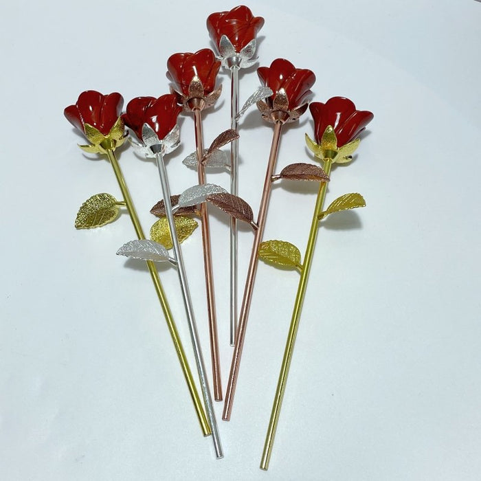 3 Color Beautiful Red Jasper Rose Flower Carving Wholesale #2 Shape