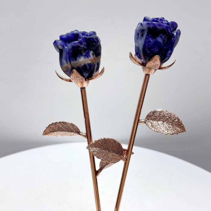 3 Color Beautiful Sodalite Rose Flower Carving Wholesale #1 Shape