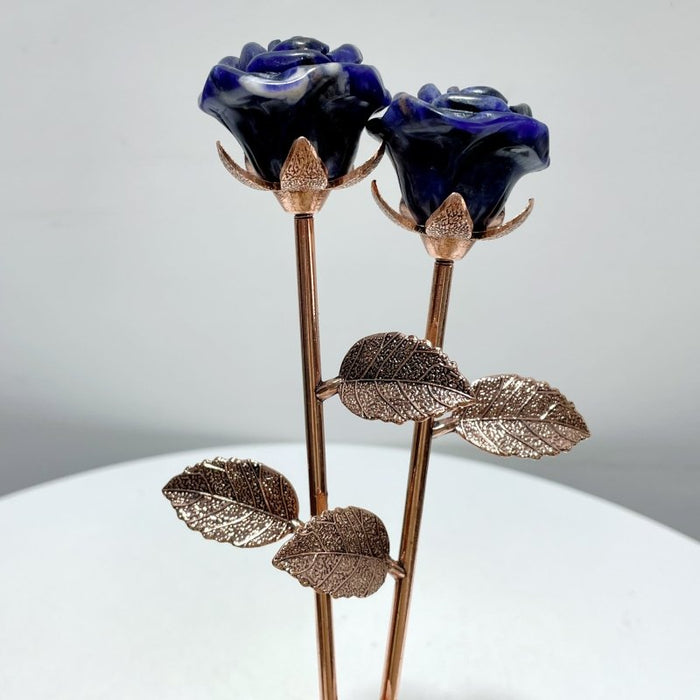 3 Color Beautiful Sodalite Rose Flower Carving Wholesale #2 Shape
