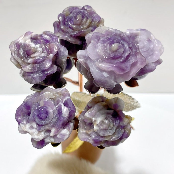 3 Color Chevron Amethyst Rose Flower Carving Wholesale #1 Shape