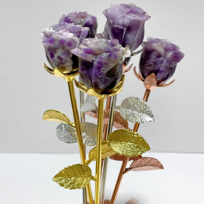 3 Color Chevron Amethyst Rose Flower Carving Wholesale #1 Shape