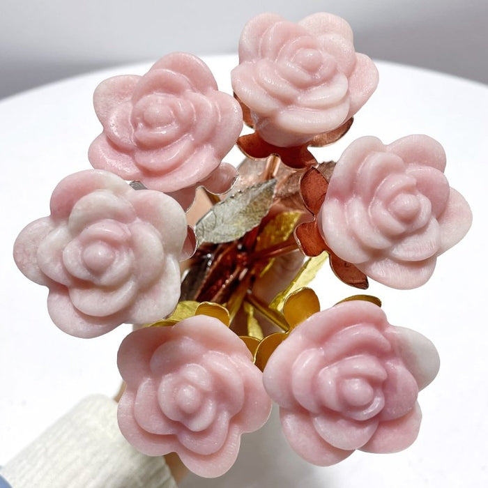 3 Color Pink Opal Rose Flower Carving Wholesale #2 Shape