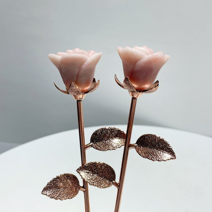 3 Color Pink Opal Rose Flower Carving Wholesale #2 Shape