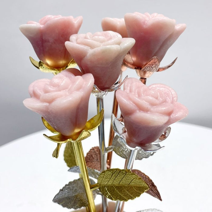 3 Color Pink Opal Rose Flower Carving Wholesale #2 Shape
