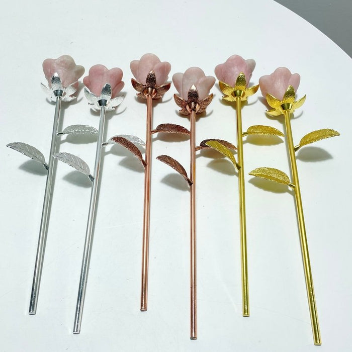 3 Color Pink Opal Rose Flower Carving Wholesale #2 Shape