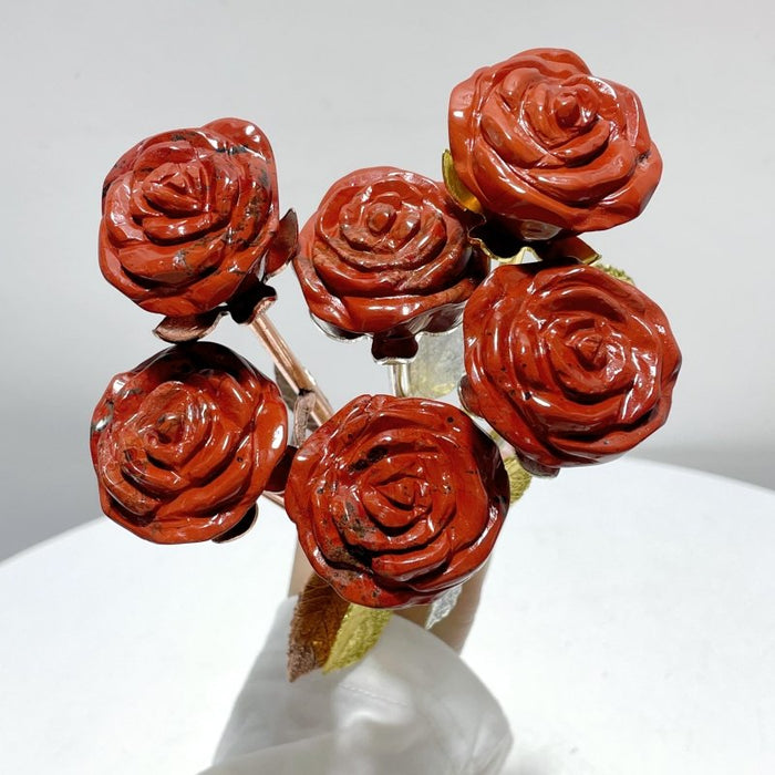 3 Color Red Jasper Rose Flower Carving Wholesale #1 Shape