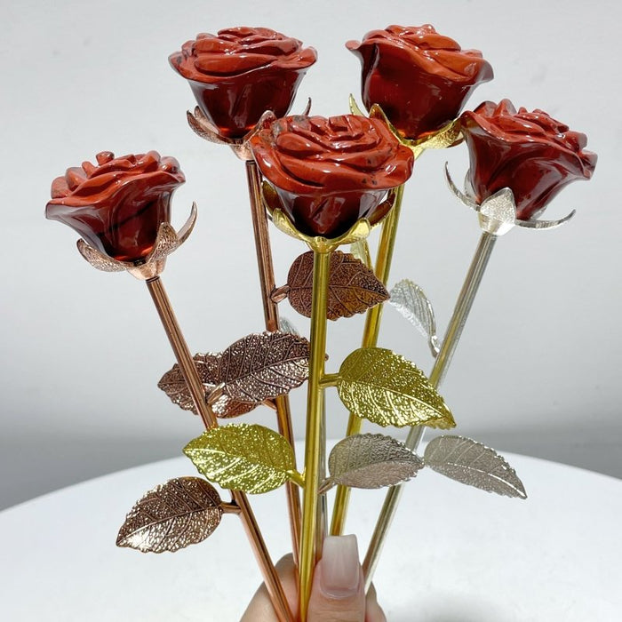 3 Color Red Jasper Rose Flower Carving Wholesale #1 Shape