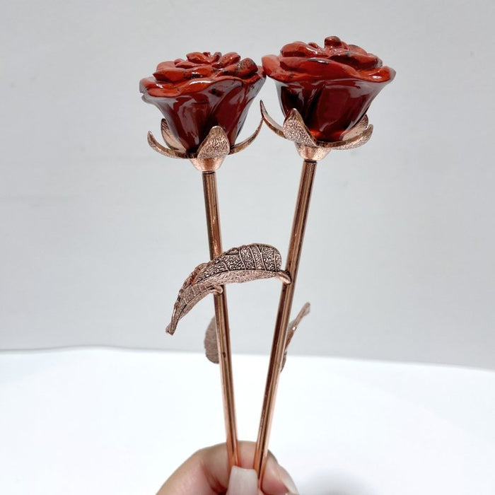 3 Color Red Jasper Rose Flower Carving Wholesale #1 Shape