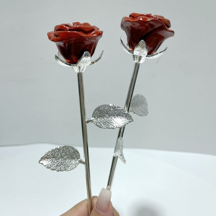 3 Color Red Jasper Rose Flower Carving Wholesale #1 Shape
