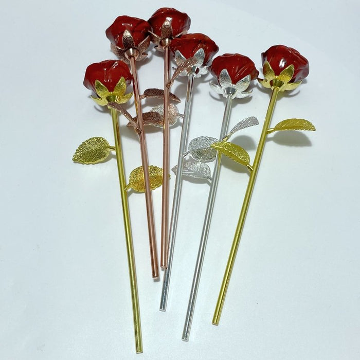 3 Color Red Jasper Rose Flower Carving Wholesale #1 Shape