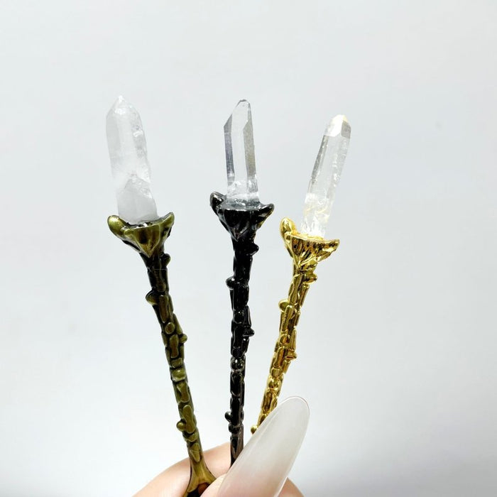 3 Colors Coffee Spoon With Brazil Clear Quartz Points Wholesale