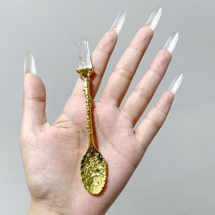3 Colors Coffee Spoon With Brazil Clear Quartz Points Wholesale