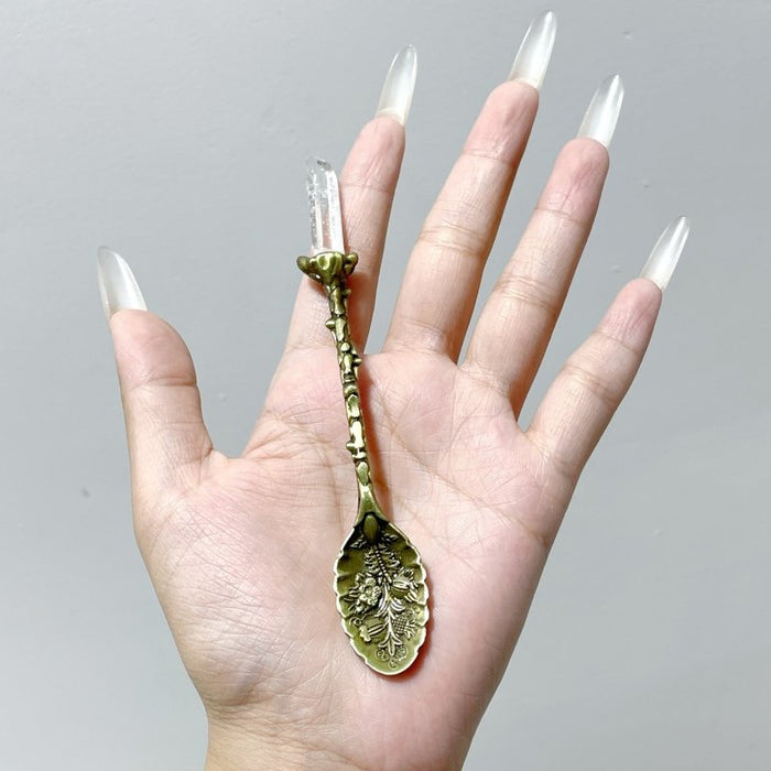 3 Colors Coffee Spoon With Brazil Clear Quartz Points Wholesale