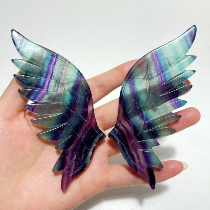 3 Pairs Beautiful Fluorite Angel Wing With Stand