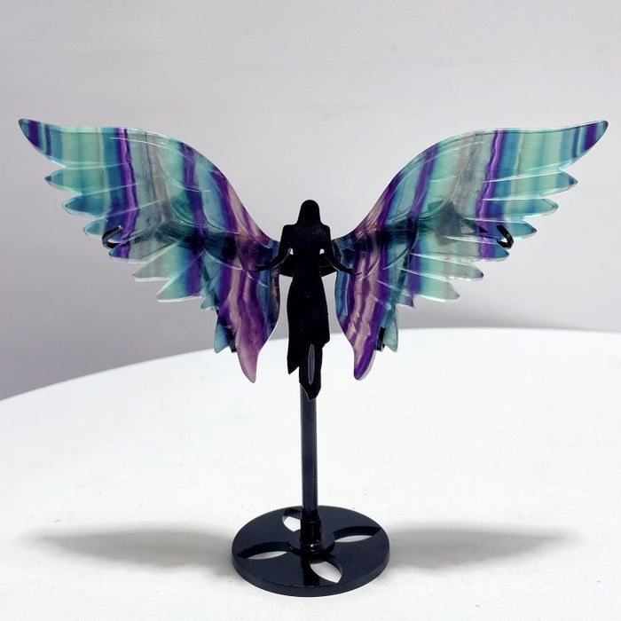 3 Pairs Beautiful Fluorite Angel Wing With Stand