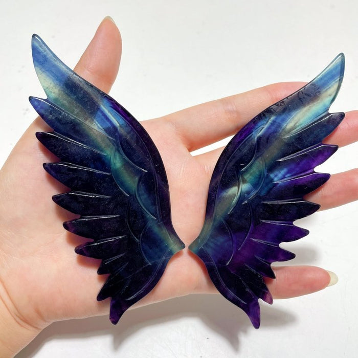 3 Pairs Beautiful Fluorite Angel Wing With Stand