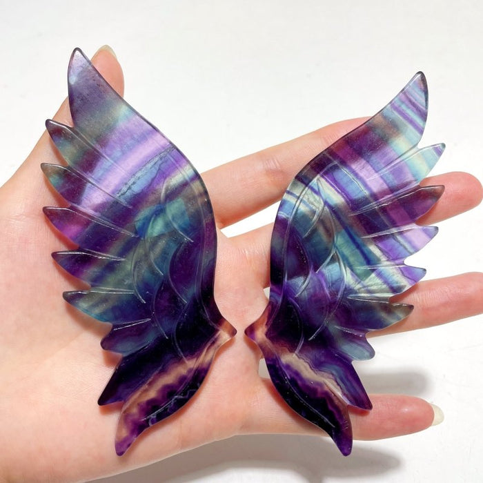 3 Pairs Beautiful Fluorite Angel Wing With Stand