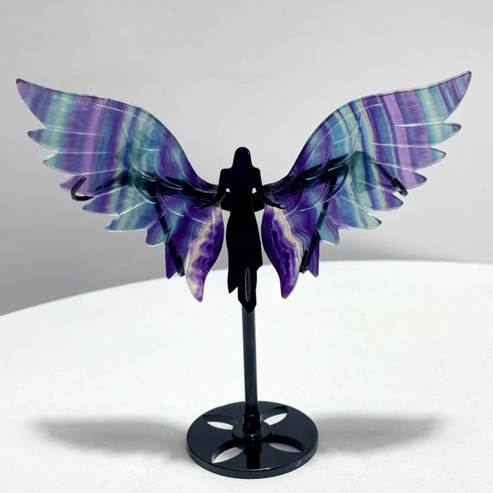 3 Pairs Beautiful Fluorite Angel Wing With Stand