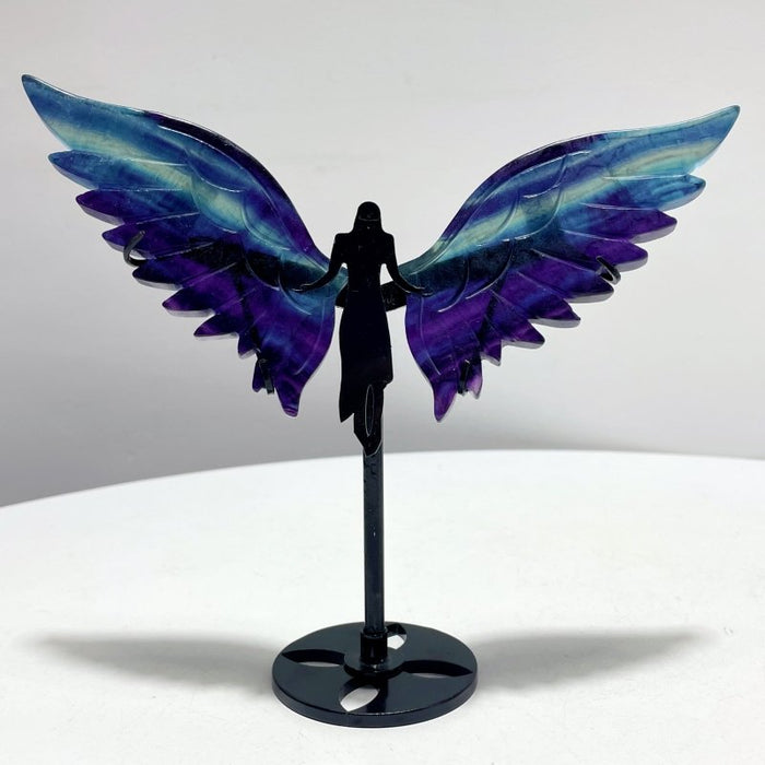 3 Pairs Beautiful Fluorite Angel Wing With Stand