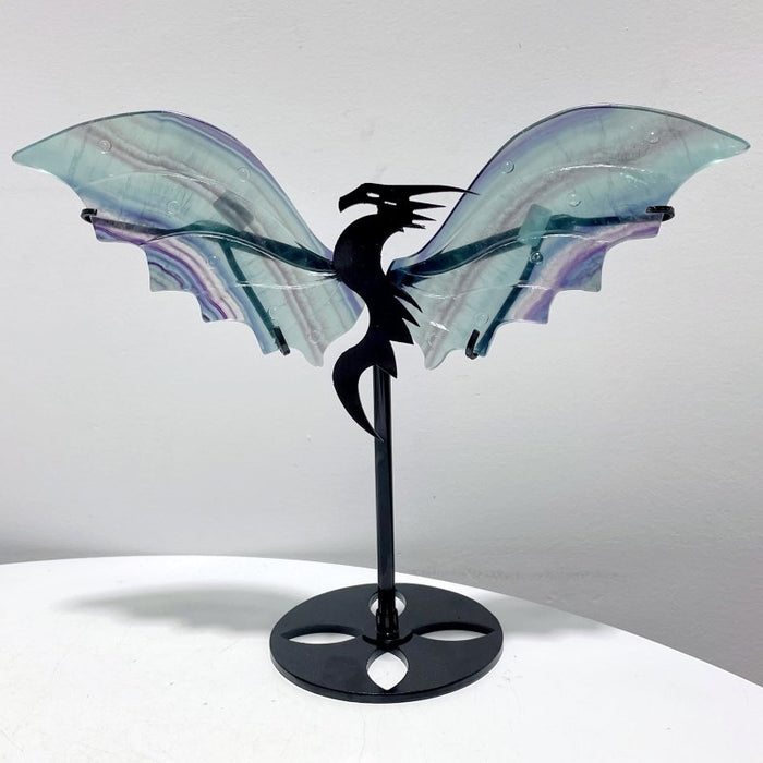 3 Pairs Beautiful Flying Dragon Wing With Stand Rainbow Fluorite