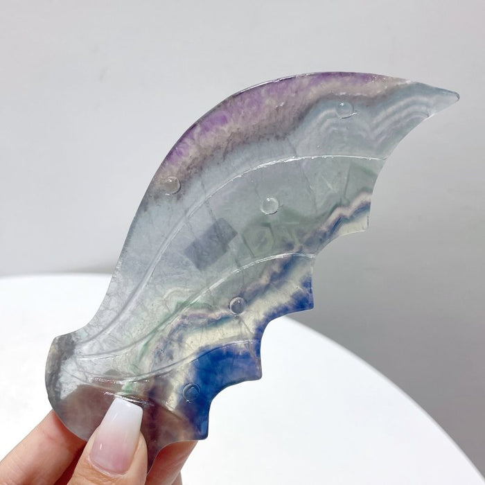3 Pairs Beautiful Flying Dragon Wing With Stand Rainbow Fluorite
