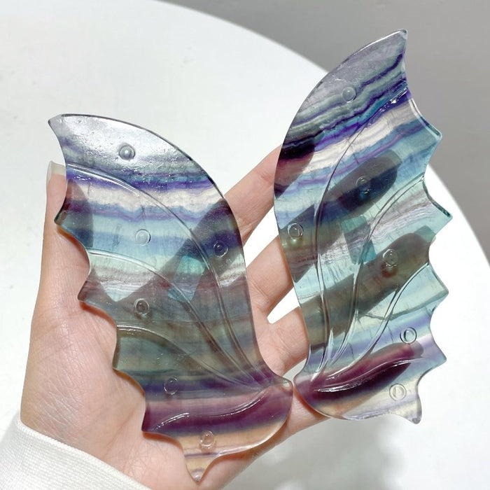 3 Pairs Beautiful Flying Dragon Wing With Stand Rainbow Fluorite