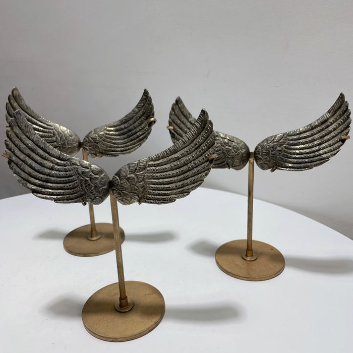 3 Pairs High Quality Pyrite Angel Wing With Stand